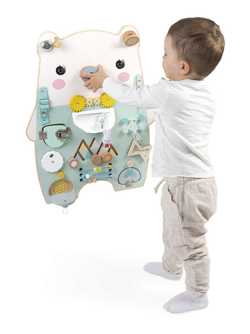Busy-board Ourson en bois Blanc - Kiabi