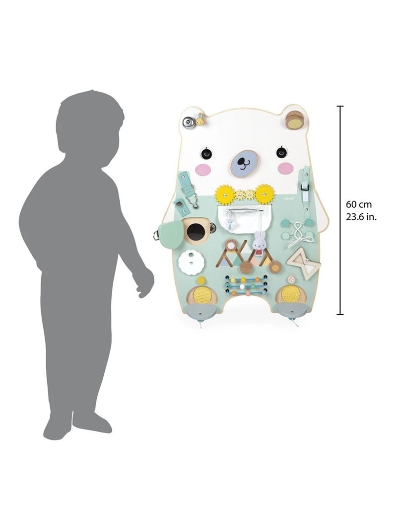 Busy-board Ourson en bois Blanc - Kiabi