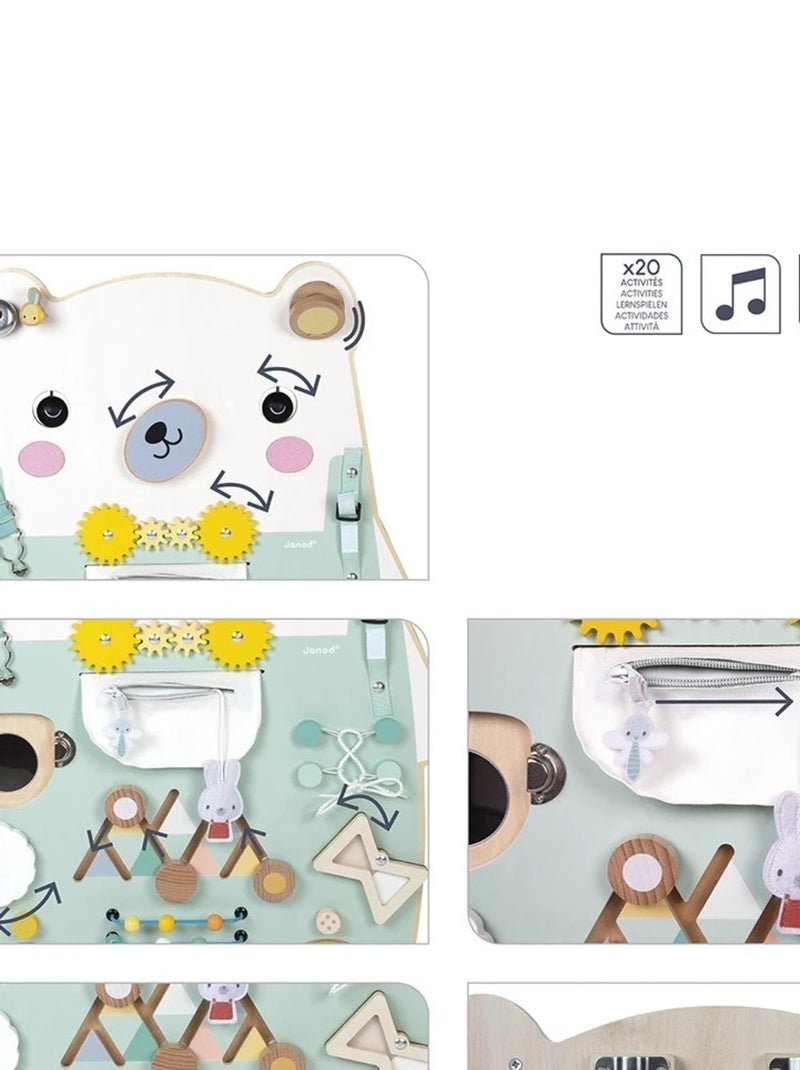 Busy-board Ourson en bois Blanc - Kiabi