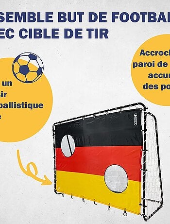 But de football 213 x 152 x 76 cm en noir avec cible de tir "Allemagne