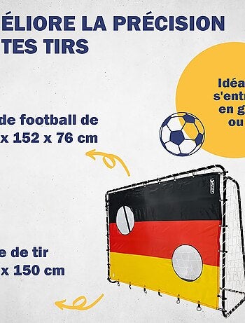 But de football 213 x 152 x 76 cm en noir avec cible de tir "Allemagne