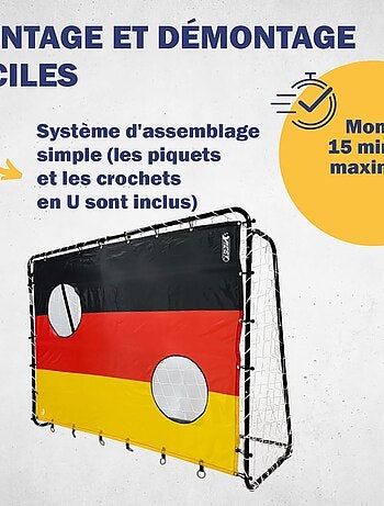 But de football 213 x 152 x 76 cm en noir avec cible de tir "Allemagne