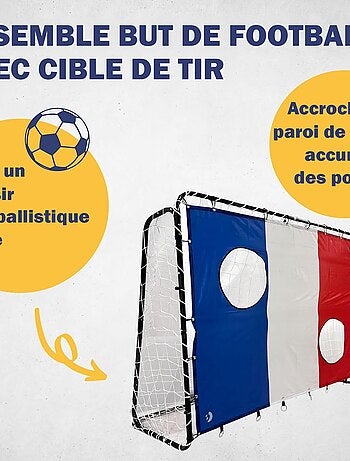 But de football 213 x 152 x 76 cm en noir avec cible de tir "France