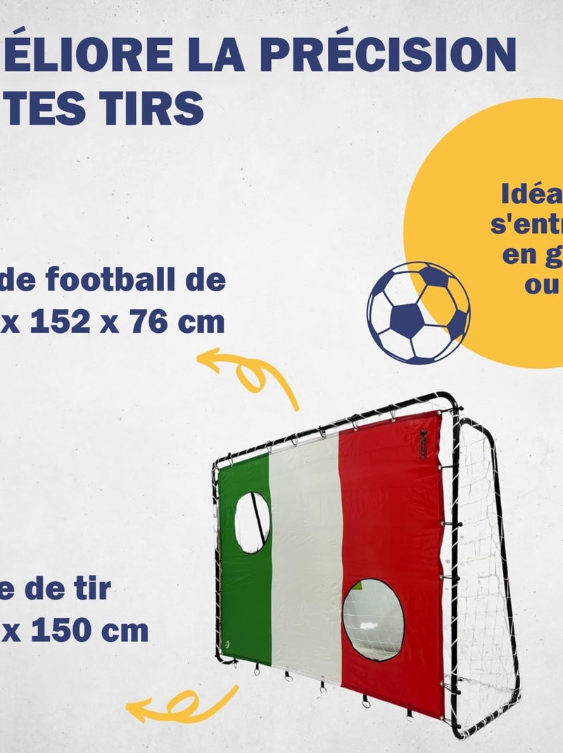 But de football 213 x 152 x 76 cm en noir avec cible de tir "Italie" Multicolore - Kiabi