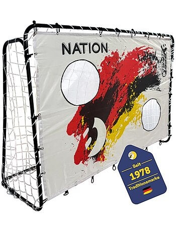But de football 213 x 152 x 76 cm en noir avec cible de tir "Nation D