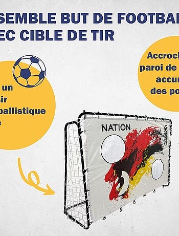 But de football 213 x 152 x 76 cm en noir avec cible de tir "Nation D