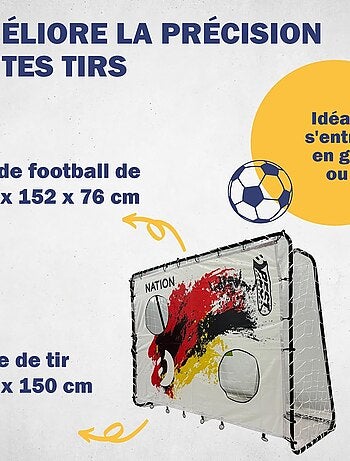 But de football 213 x 152 x 76 cm en noir avec cible de tir "Nation D