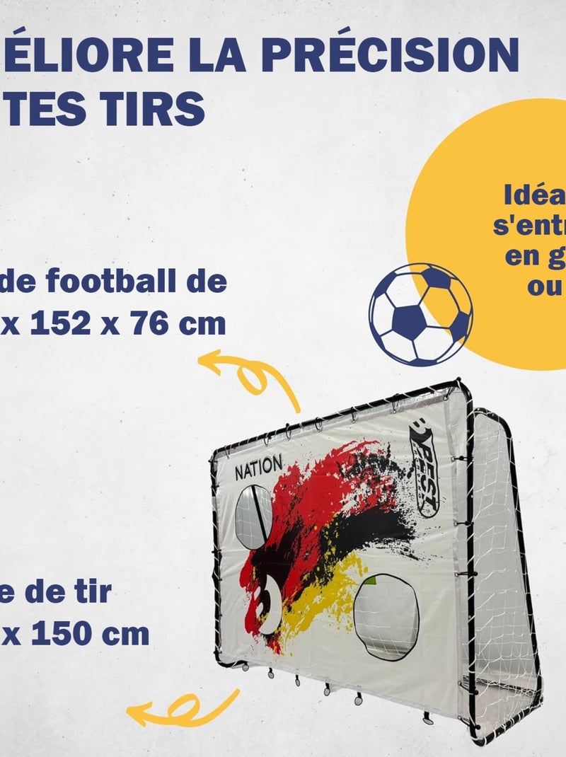But de football 213 x 152 x 76 cm en noir avec cible de tir "Nation D" Multicolore - Kiabi