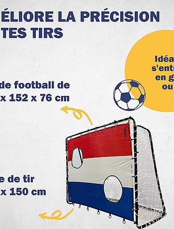 But de football 213 x 152 x 76 cm en noir avec cible de tir "Pays Bas