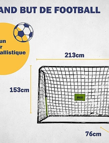 But de football 213 x 152 x 76 cm en noir avec fonction Rebond