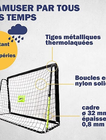 But de football 213 x 152 x 76 cm en noir avec fonction Rebond