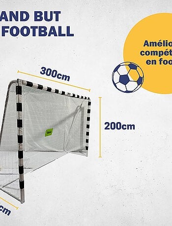 But de football 300 x 200 x 90 cm en noir et blanc