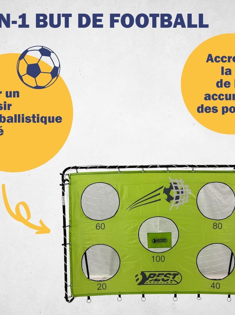 But de football avec cible de tir 213 x 152 x 76 cm Vert - Kiabi
