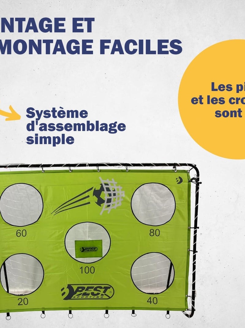 But de football avec cible de tir 213 x 152 x 76 cm Vert - Kiabi