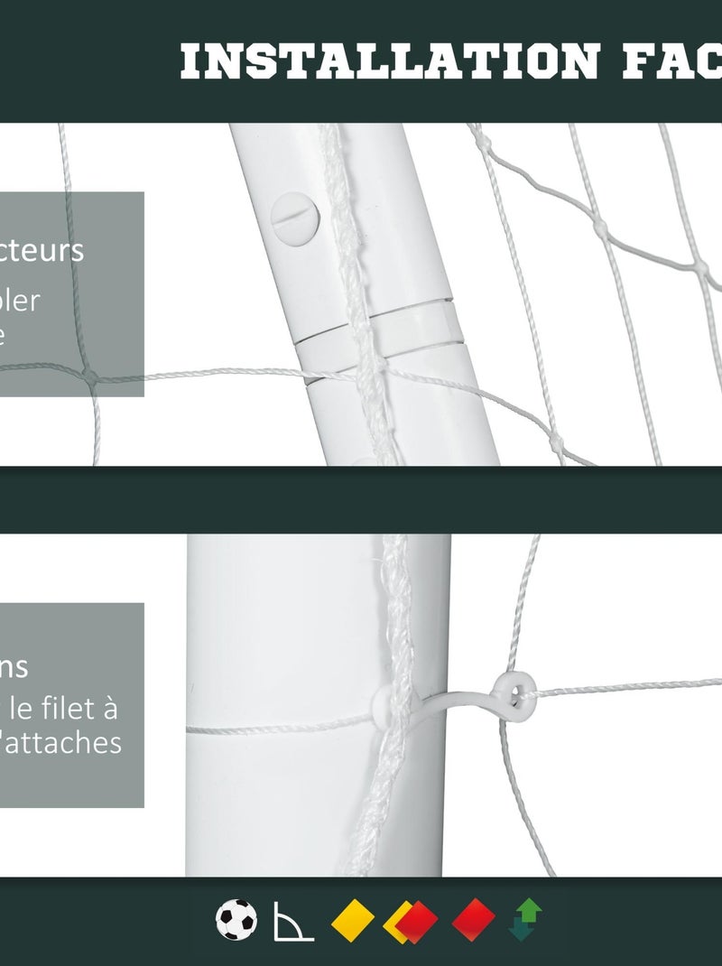 But de football cage de foot - dim. 3L x 1,2l x 2H m - PVC blanc Blanc - Kiabi