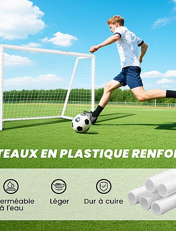But de football cage de foot but futsal - dim. 180L x 92l x 124H cm - PVC blanc