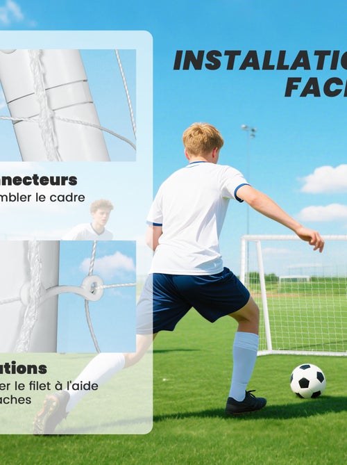 But de football cage de foot but futsal - dim. 180L x 92l x 124H cm - PVC blanc - Kiabi
