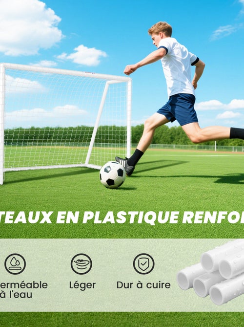 But de football cage de foot but futsal - dim. 180L x 92l x 124H cm - PVC blanc - Kiabi