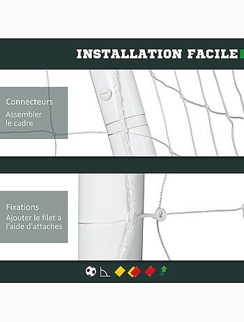 But de football cage de foot but futsal - dim. 2,4L x 0,9l x 1,8H m - PVC blanc
