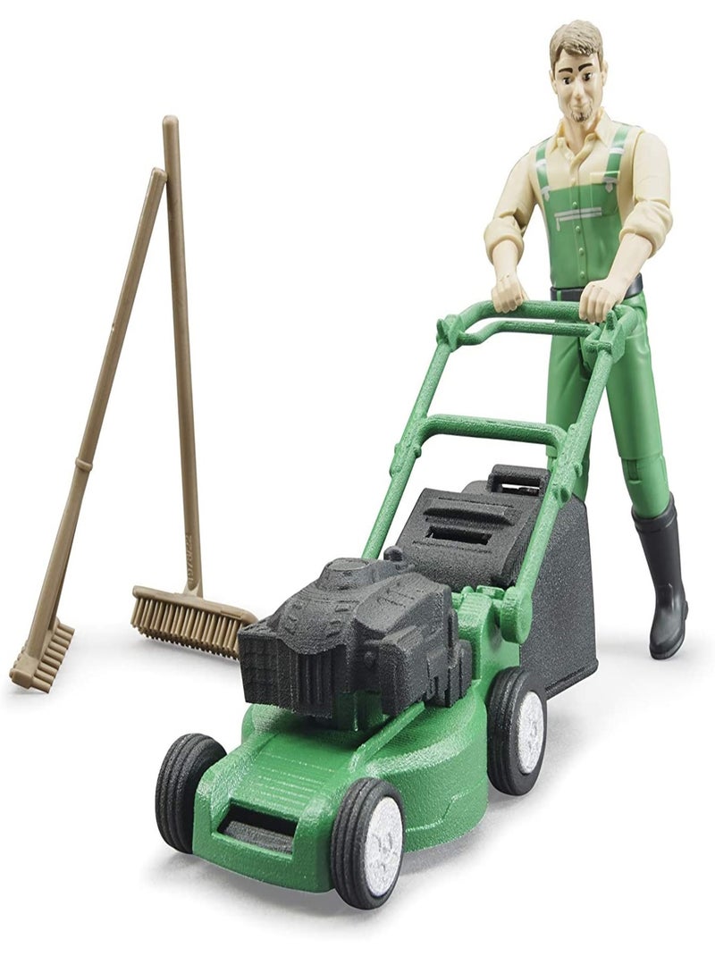 bworld Jardinier avec tondeuse à gazon et outils de jardinage Vert - Kiabi