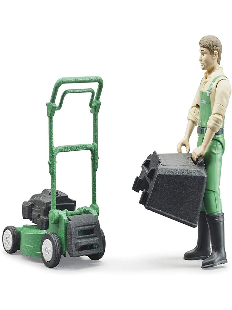 bworld Jardinier avec tondeuse à gazon et outils de jardinage Vert - Kiabi