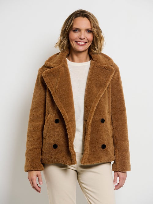 Caban court chaud effet peluche - Kiabi