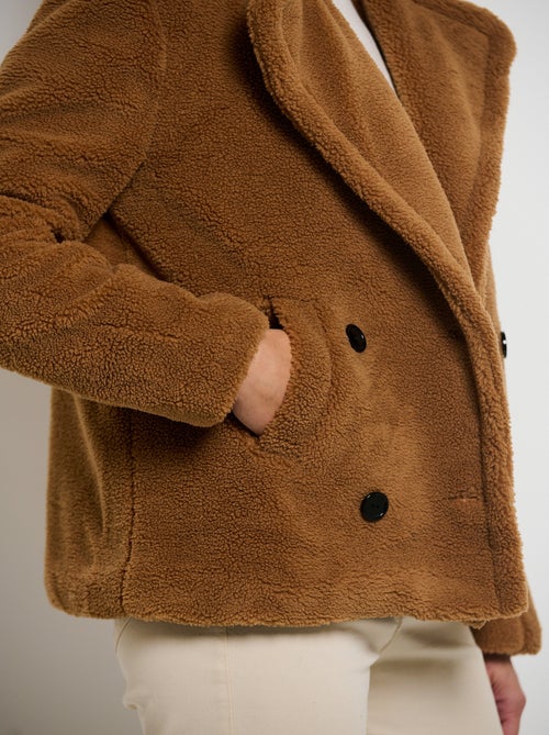 Caban court chaud effet peluche - Kiabi