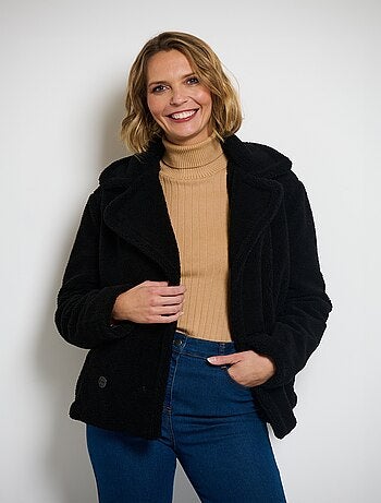 Caban court chaud effet peluche