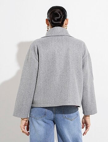 Caban court uni façon drap de laine - Afibel