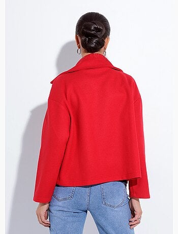 Caban court uni façon drap de laine - Afibel