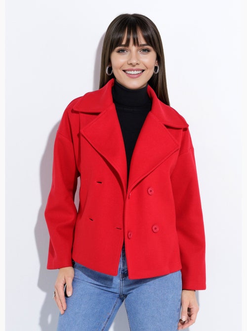 Caban court uni façon drap de laine - Afibel - Kiabi