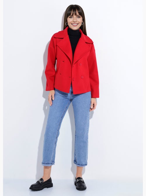 Caban court uni façon drap de laine - Afibel - Kiabi