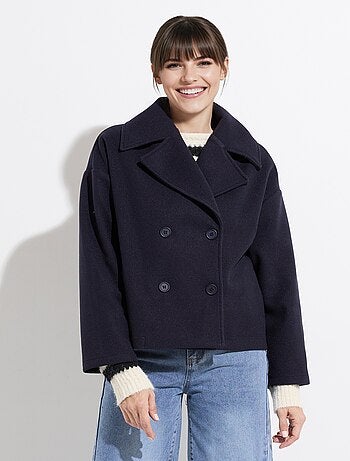 Caban court uni façon drap de laine