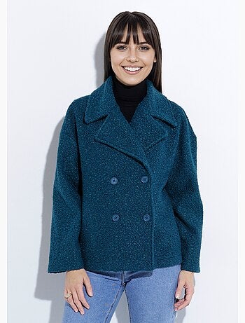 Caban court uni façon laine bouclée - Afibel