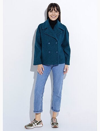 Caban court uni façon laine bouclée - Afibel