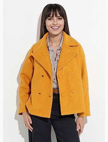 Caban court uni façon laine bouclée - Afibel