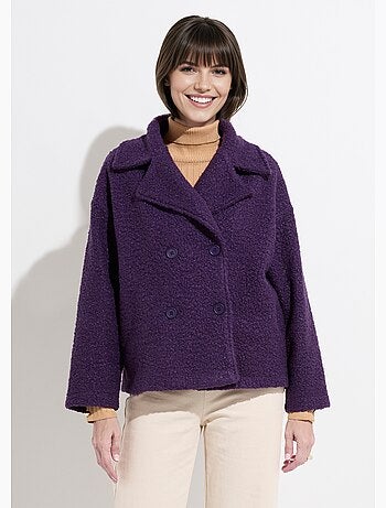 Caban court uni façon laine bouclée - Afibel