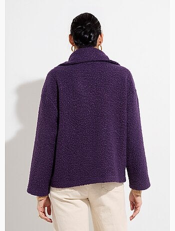 Caban court uni façon laine bouclée - Afibel