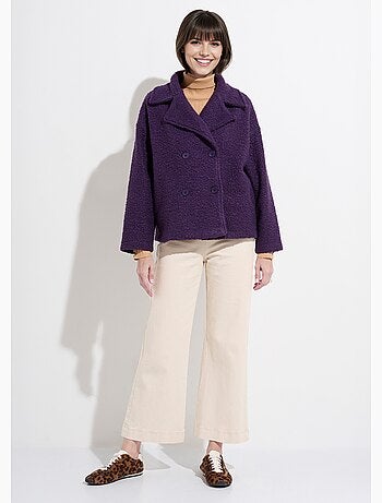 Caban court uni façon laine bouclée - Afibel