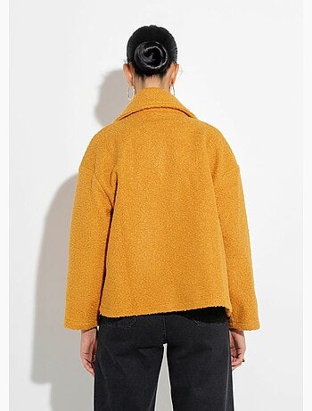 Caban court uni façon laine bouclée