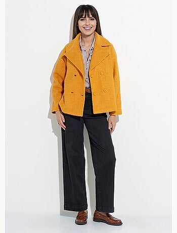 Caban court uni façon laine bouclée