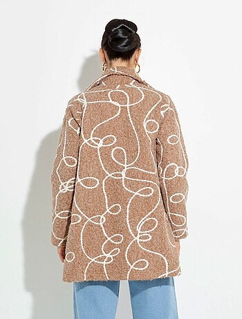 Caban long fantaisie type laine bouillie - Afibel