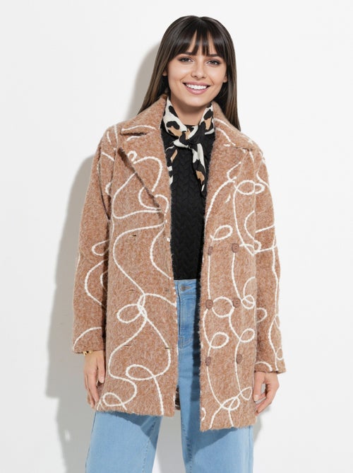 Caban long fantaisie type laine bouillie - Afibel - Kiabi
