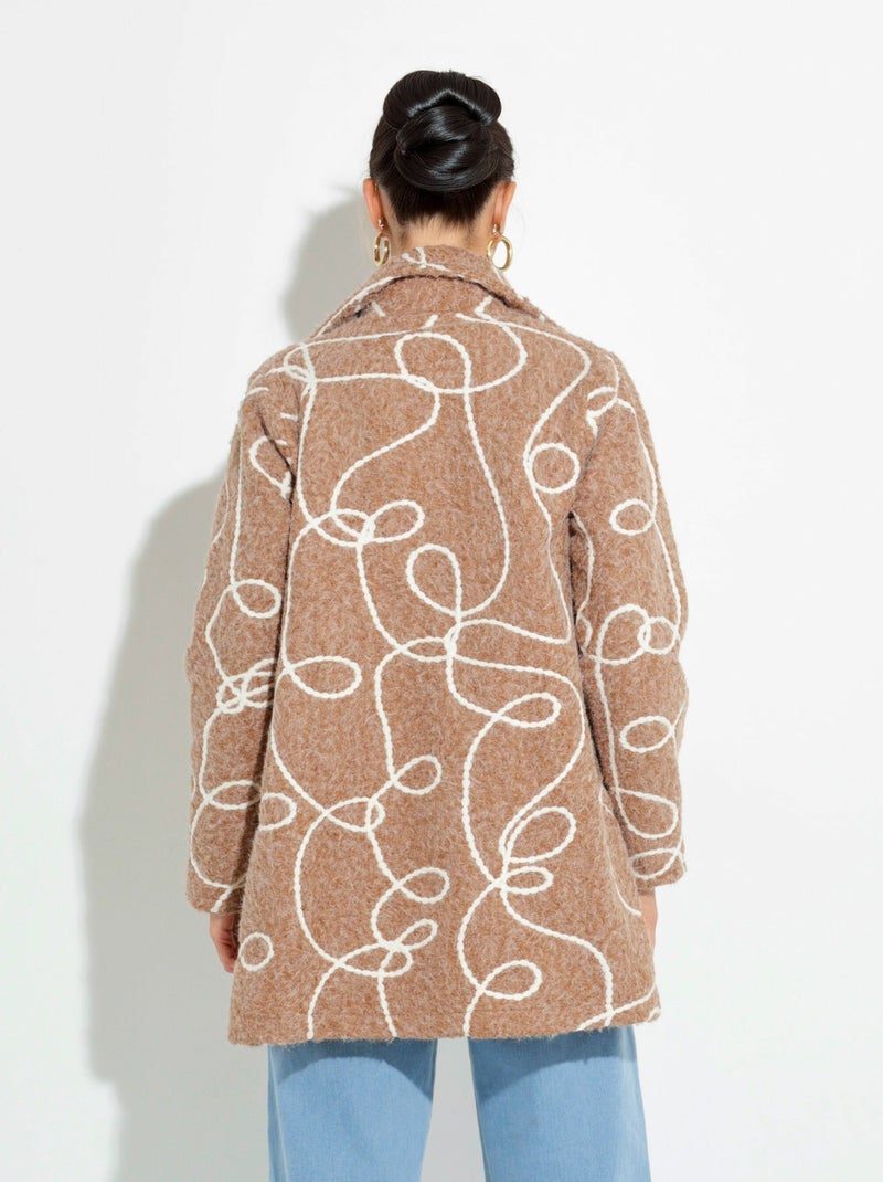 Caban long fantaisie type laine bouillie - Afibel Beige - Kiabi