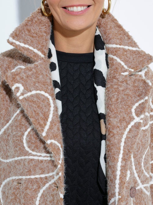 Caban long fantaisie type laine bouillie - Afibel - Kiabi