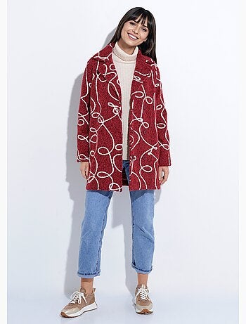 Caban long fantaisie type laine bouillie - Afibel