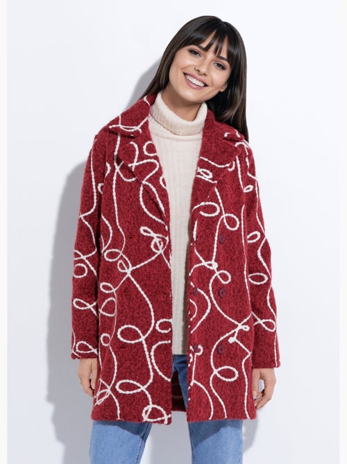 Caban long fantaisie type laine bouillie - Afibel - Kiabi