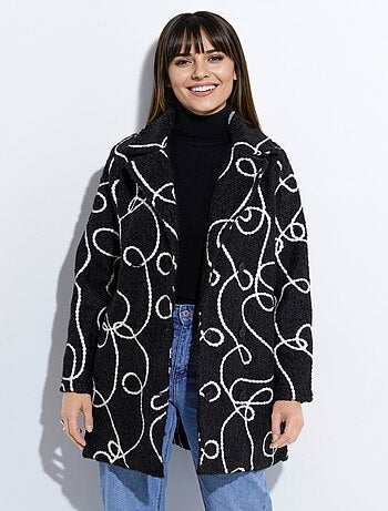 Caban long fantaisie type laine bouillie - Afibel