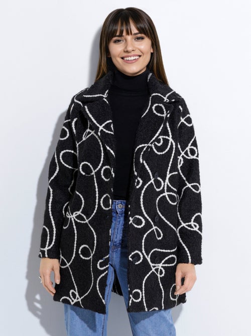 Caban long fantaisie type laine bouillie - Afibel - Kiabi