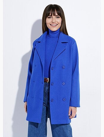 Caban long uni façon drap de laine - Afibel